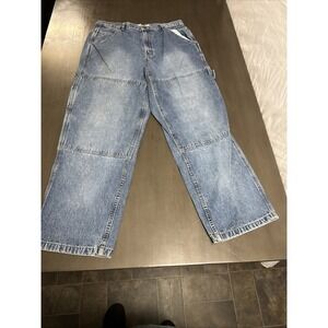 VTG 90s  Double Knee Work Wear Utility Denim Jeans 34x30 Carpenters
